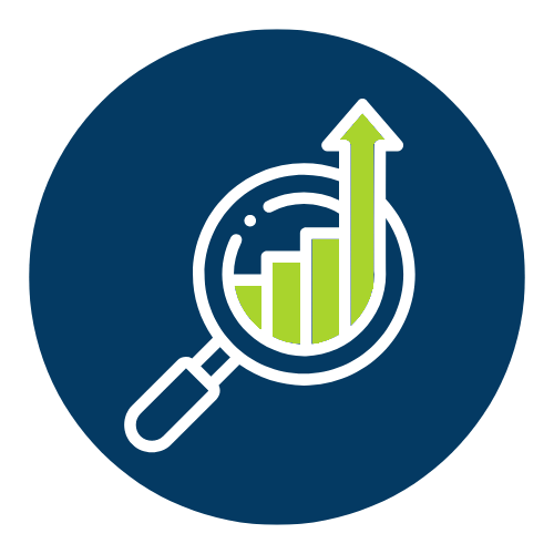 magnifying glass with chart