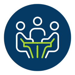 people sitting at table icon
