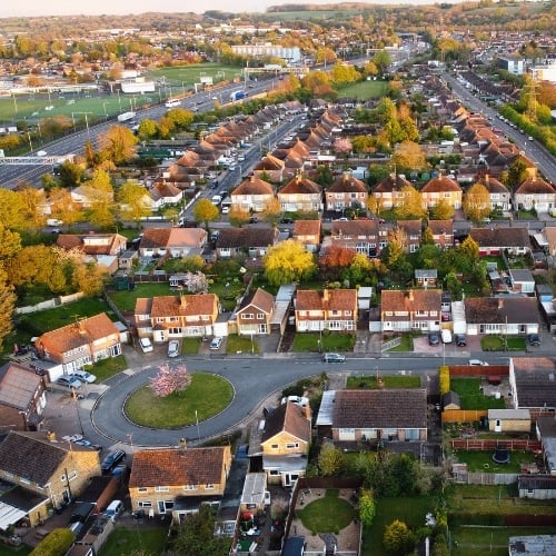 community of houses in a suburb