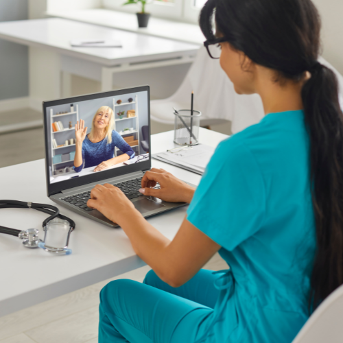 medical professional talking to a patient via telehealth