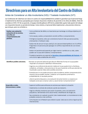 QIRN Dialysis Facility Involuntary Discharge Guidelines Spanish