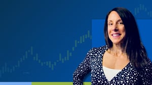 Dr. Jean Storm with data icons in the back to represent improving quality measures in a nursing home