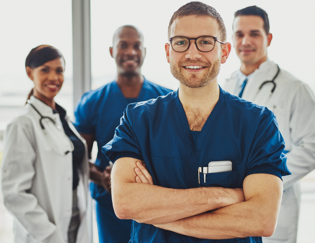 doctors group smiling 