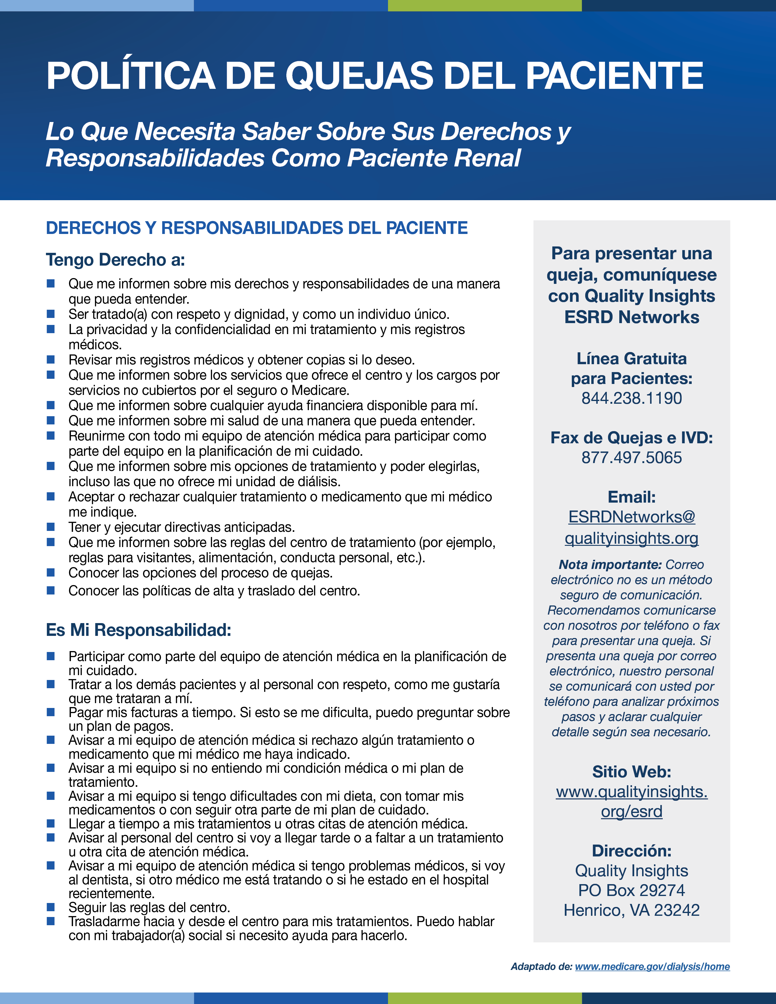 Patient Grievance Policy Flyer_Spanish Thumnbail